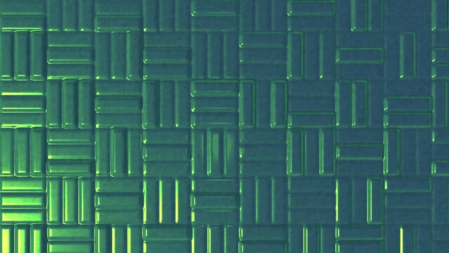 Green metallic interlocking rectangular pattern