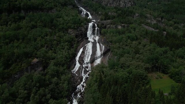 Lilletopp hike in Norway, viewpoint on fjords and waterfall