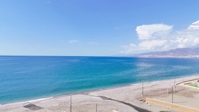 beach drone seascape summer blue landscape coast coastline horizon minimal design skyline vacation travel aerial gradient perfect - Andalusia, Spain - 2025