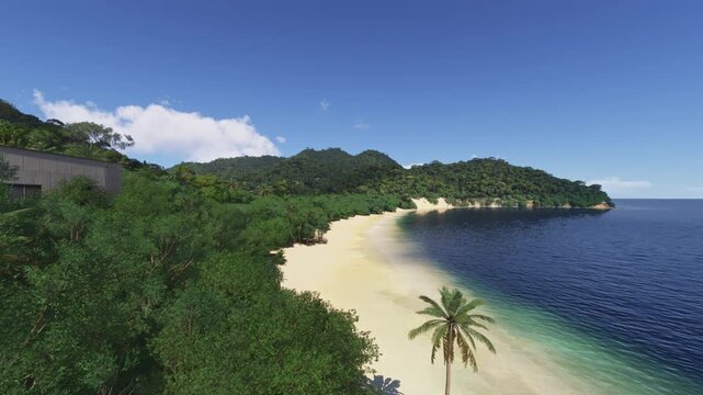 3D Aerial drone shot of Anse Intendance in Mahe island. Seychelles