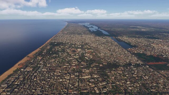 Drone aerial view of Lome City. Togo