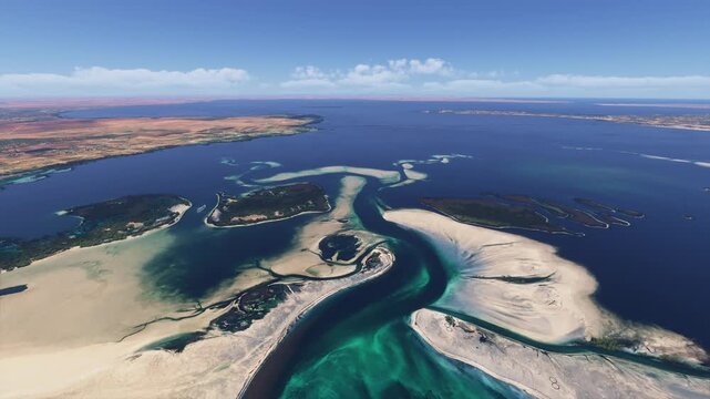 Drone aerial shot of Ramyet el Mabrouk and Bateau Pirates Zardis. Tunisia
