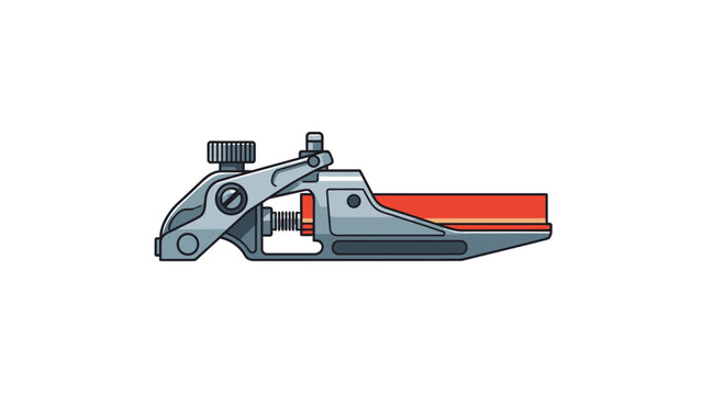 Close-up illustration of a mechanical clamp with red insert.