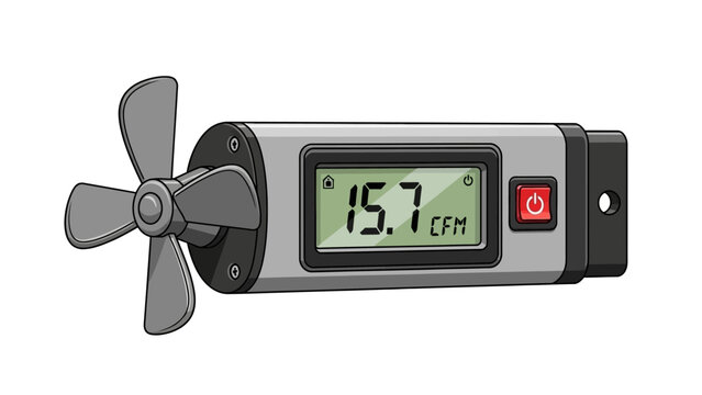 Illustration of an anemometer displaying air flow in CFM.
