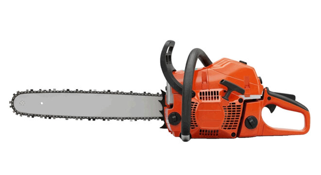 Minimal black silhouette icon, simple flat vector, bold black shape, no, no shading professional orange chainsaw on a, flat icon style