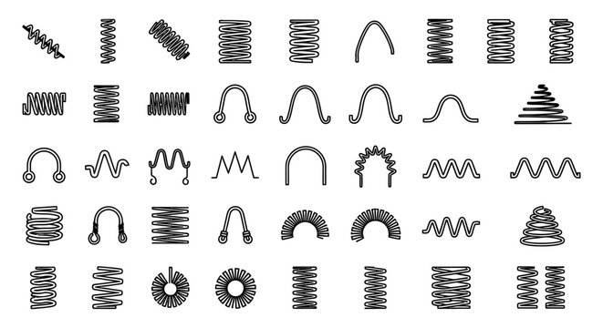 a collection of various spring types and coil designs vector illustration
