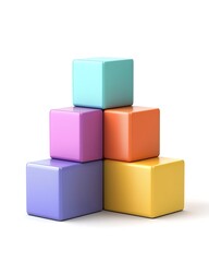 Obraz premium Colorful Cubes Arrangement: A visually engaging composition of vibrantly colored cubes, stacked artfully to create a simple yet striking geometric arrangement. 