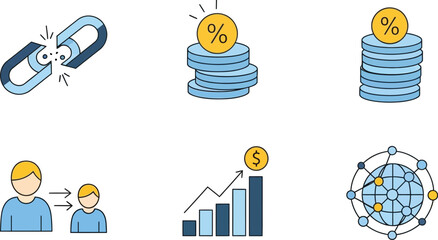 Fototapeta premium Finance icons represent modern digital business growth and economic.