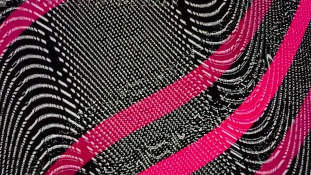 Abstract digital waves pulse with vivid pink and black contrast