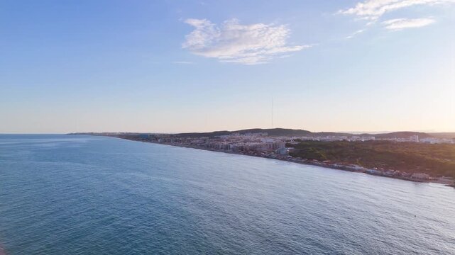 sea landscape coast random beach drone aerial view seascape sunset gradient sky morning evening nature coastline skyline water - Guardamar del Segura, Alicante, Spain - 2025