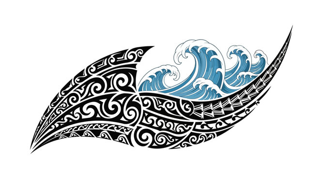 Tribal tattoo wave design element.