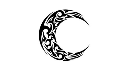 Fototapeta premium Black crescent moon symbol design.