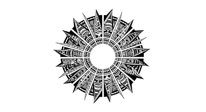 Intricate circular design with pointed shapes.