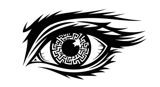 Closeup of eye with maze pattern.