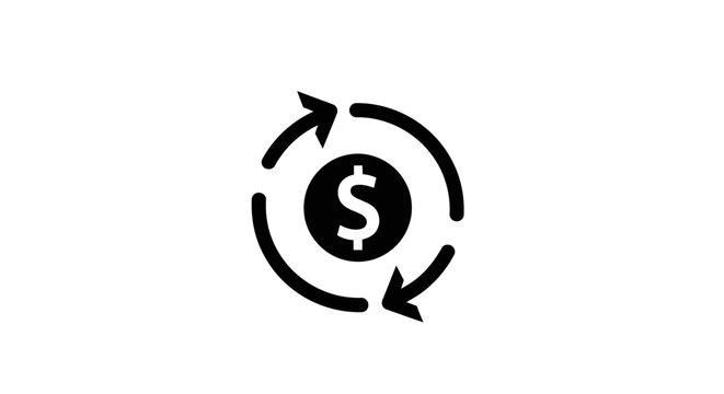 Dollar sign symbol with circular arrows representing financial transactions