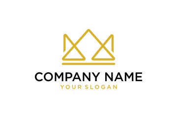 Fototapeta premium Minimalist Golden Geometric Crown Logo Vector Illustration