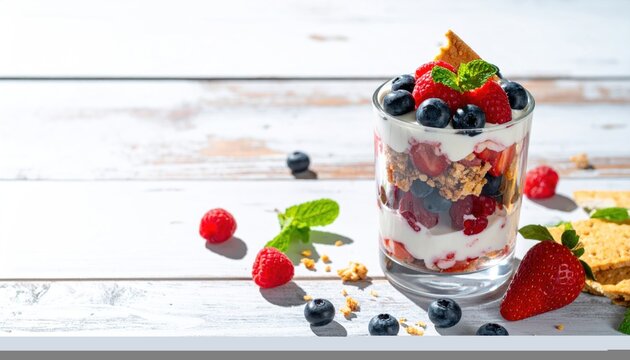 Fresh berries and yogurt dessert.