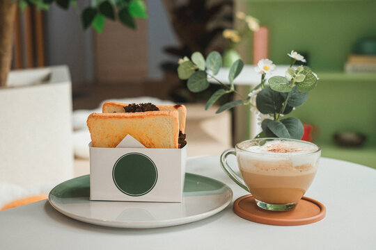Savoring toast and coffee cozy modern  food photography relaxed ambiance inviting atmosphere