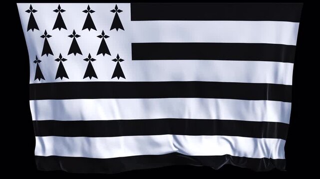 Brittany flag waving in the wind. Breton identity culture regional heritage in France. News cultural documentaries educational travel web banners related to Brittany and Western Europe.
