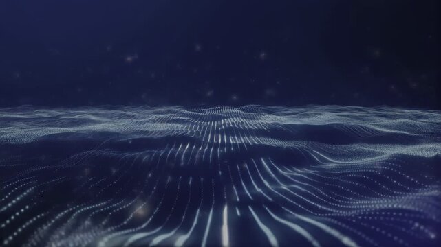 Digital Waveform: A mesmerizing digital representation of ocean waves, with ethereal light patterns dancing across a deep blue canvas.