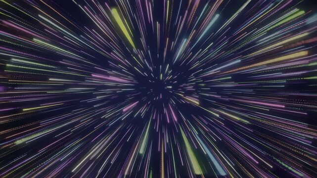 Cosmic Voyage: A vibrant burst of light streaks through the cosmos, creating a stunning visual representation of interstellar travel and cosmic energy. 