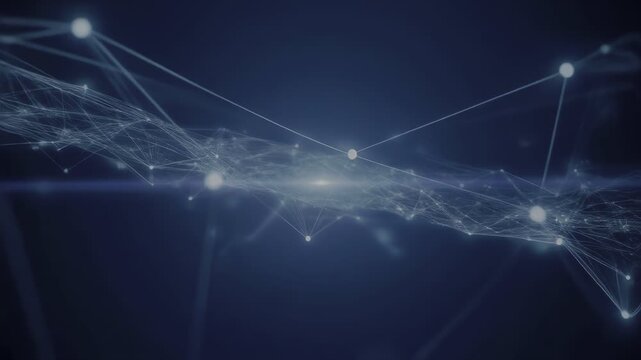Network of Connection: A stunning display of interconnected nodes, woven together by glowing lines, symbolizing the intricate web of digital information and communication that defines the modern age.