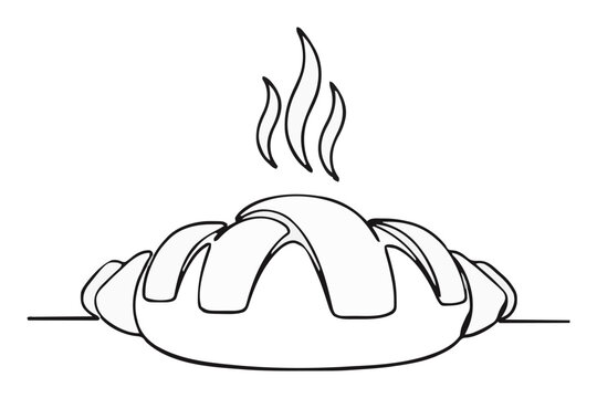 Hot apple turnover minimalist line art vector icon. Generative AI