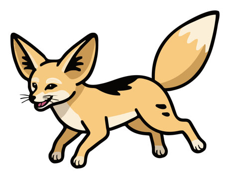 Jumping fennec fox isometric vector illustration. Generative AI