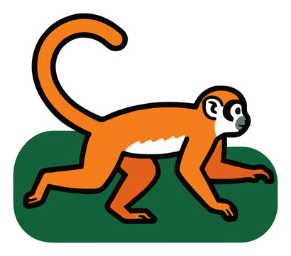 Squirrel monkey running side view vector illustration. Generative AI