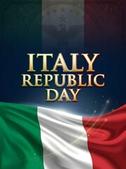 Fototapeta premium A set of professional graphic design templates and banners for Italy Republic Day (Festa della Repubblica) featuring the Italian flag colors (green, white, and red), patriotic elements, and elegant ty