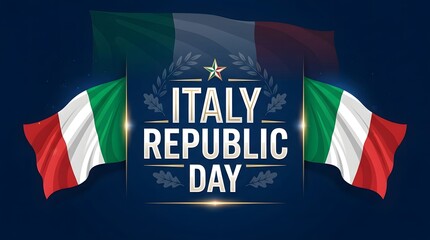 A set of professional graphic design templates and banners for Italy Republic Day (Festa della Repubblica) featuring the Italian flag colors (green, white, and red), patriotic elements, and elegant ty