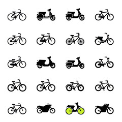 Naklejka premium Bicycle and Scooter Icons Set: Urban Transport Collection