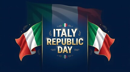 A set of professional graphic design templates and banners for Italy Republic Day (Festa della Repubblica) featuring the Italian flag colors (green, white, and red), patriotic elements, and elegant ty