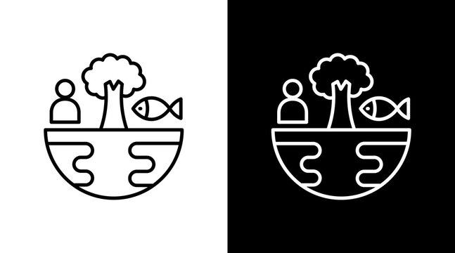 Biodiversity Outline White Icon Set Design
