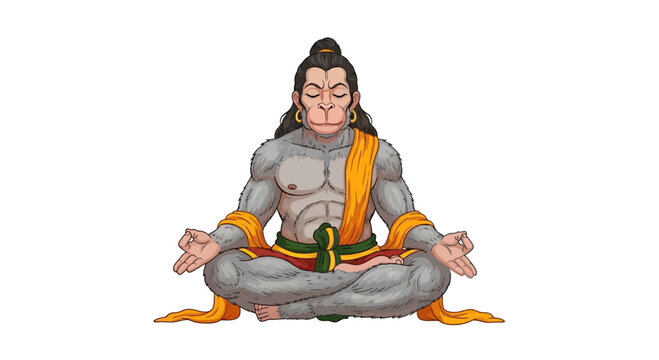 Hanuman meditating in lotus pose, Hindu deity, yoga, spirituality, monkey god