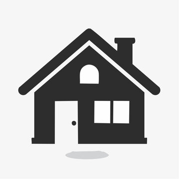 A simple icon of a house with a chimney and door depicted