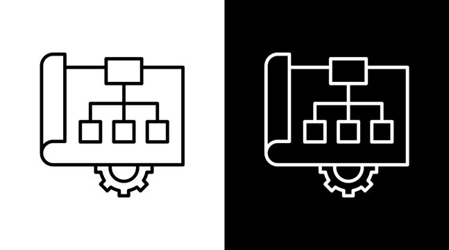 Classification Model Outline White Icon Set Design
