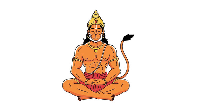 Lord Hanuman sitting in meditation, Indian deity, Hindu god, monkey god