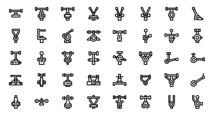 Obraz premium Mechanical, Industrial Icons, 40 Black and White Symbols, Vector Graphics
