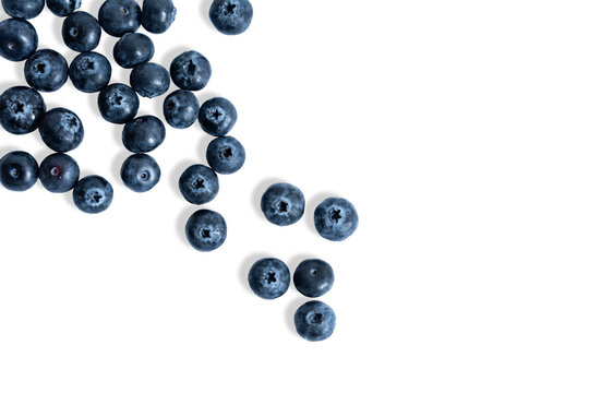 Fresh blueberries isolated on transparent background, PNG, top view