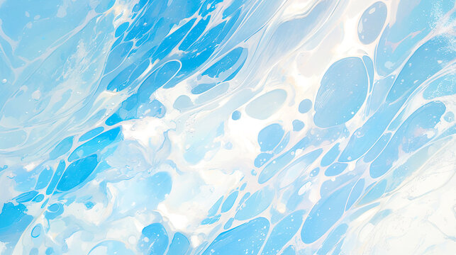 水色の流れる液体のような模様のイラスト背景