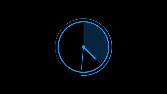 cyan clock icon isolated onblack background.