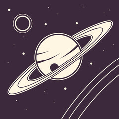 Planet saturn illustration with rings in deep space sci fi astronomy universe © kuhinur