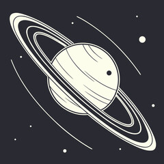 Graphic illustration of saturn planet and its ring system with sci fi, astronomy © kuhinur