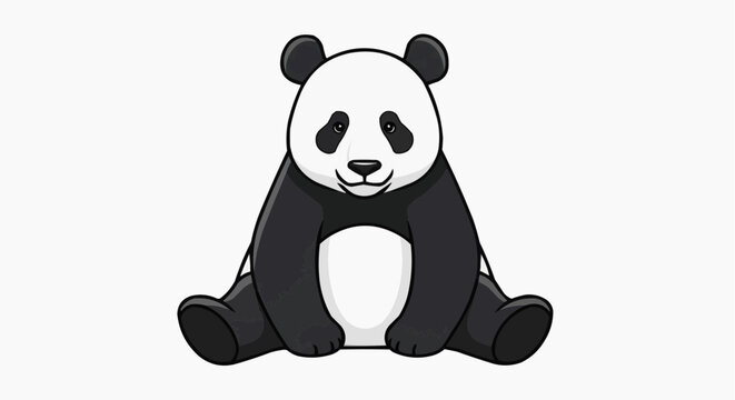 An adorable panda sitting in a relaxed position, displaying a gentle smile 