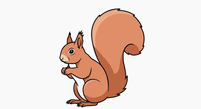 An adorable cartoon squirrel with fluffy tail and bright eyes