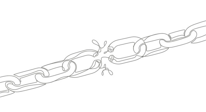 Broken Chain Link, Symbolizing Weakness, Failure, and Separation