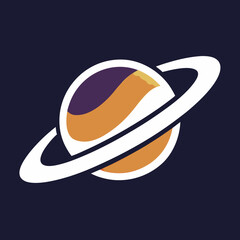 Simplified saturn style planet graphic with rounded orbit rings, astronomy © kuhinur