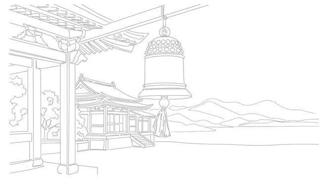 Large Bell Hanging From Roof Structure.