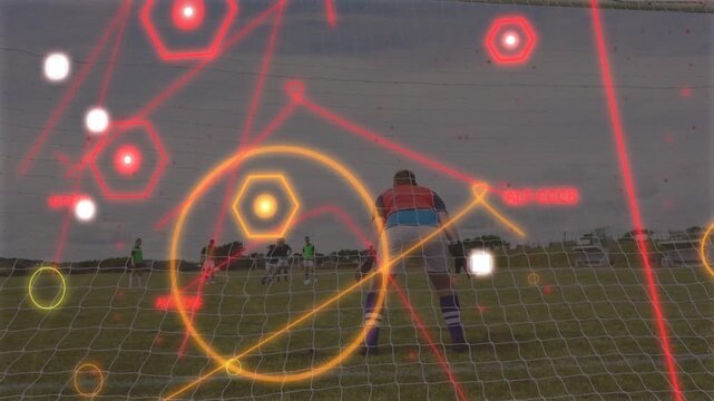 FK setup initiating GK shifting and adjusting behind net preparing save sports AR crossing net